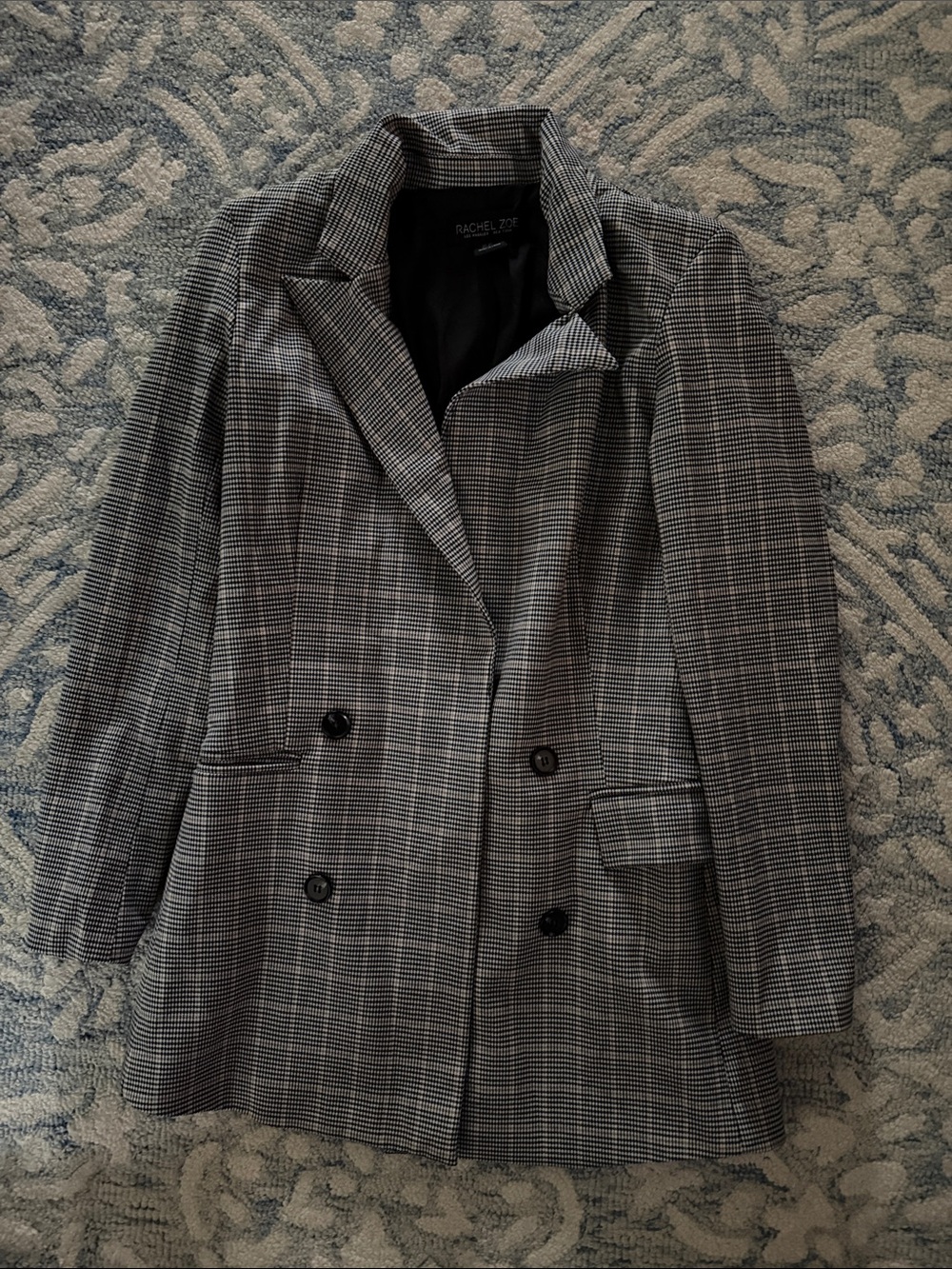 Rachel Zoe Black, Brown And White Checkered Blazer